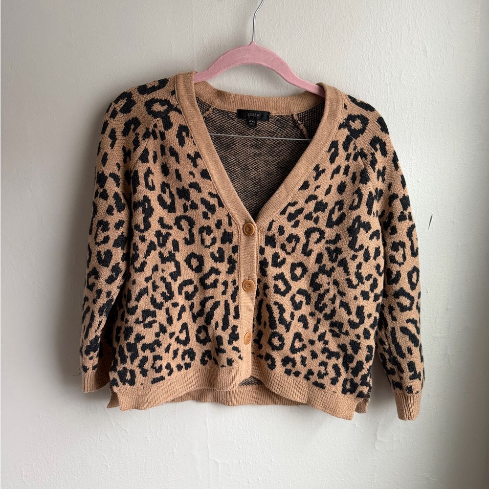 J. Crew Tan and Black Leopard Cardigan